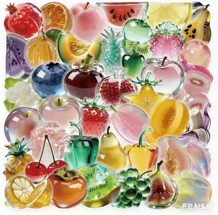 Pack d'autocollants en verre cristal, autocollants décoratifs colorés, motifs de fruits variés, fini