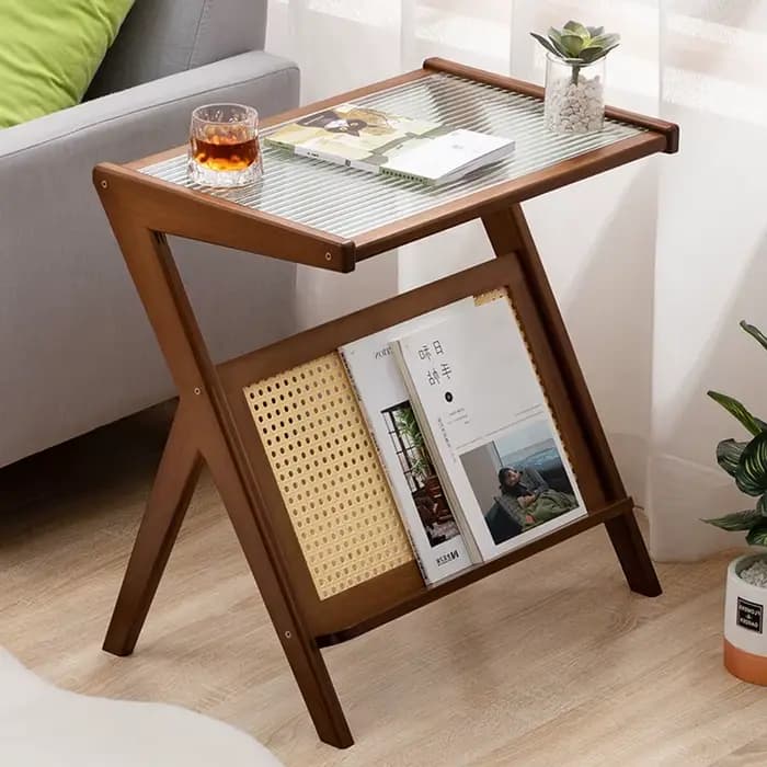 Table basse en bois Simple, Table d'appoint de chevet, Table basse en verre, bureau d'angle, décorat