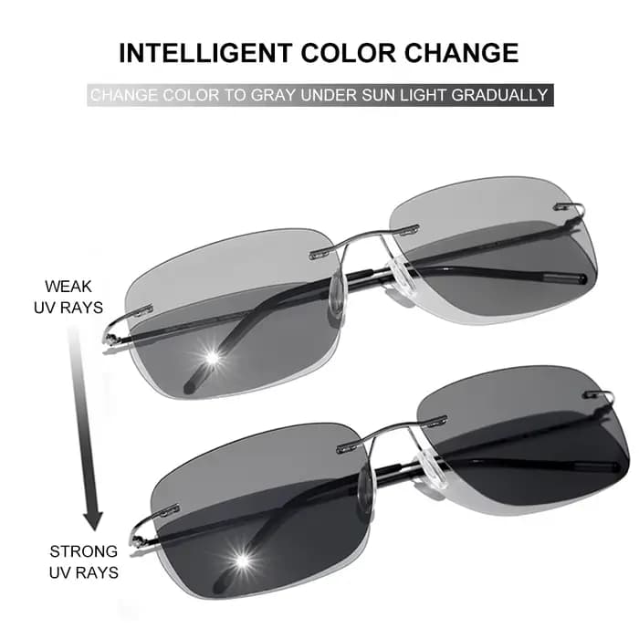 CAPONI – lunettes de soleil carrées pour hommes, verres photochromiques polarisés sans bords, Design