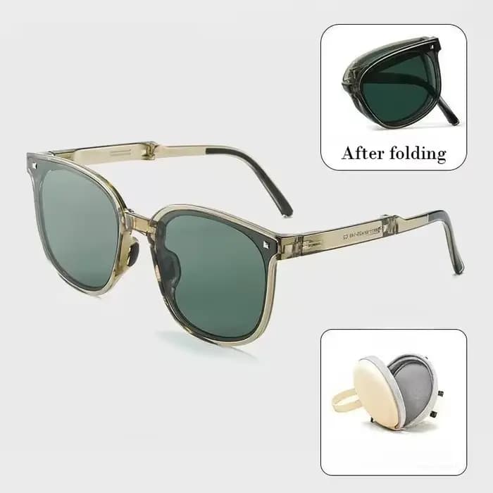 Lunettes de soleil pliantes avec étui, Vintage, ovales pour femmes, lunettes de soleil de voyage, lu