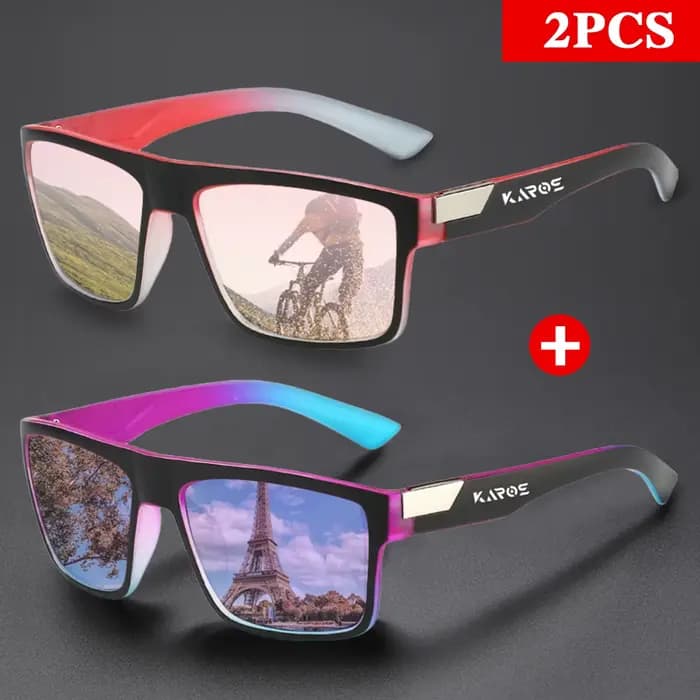 KAROS 2 pièces lunettes de soleil polarisées carrées de mode pour hommes et femmes marque de luxe co