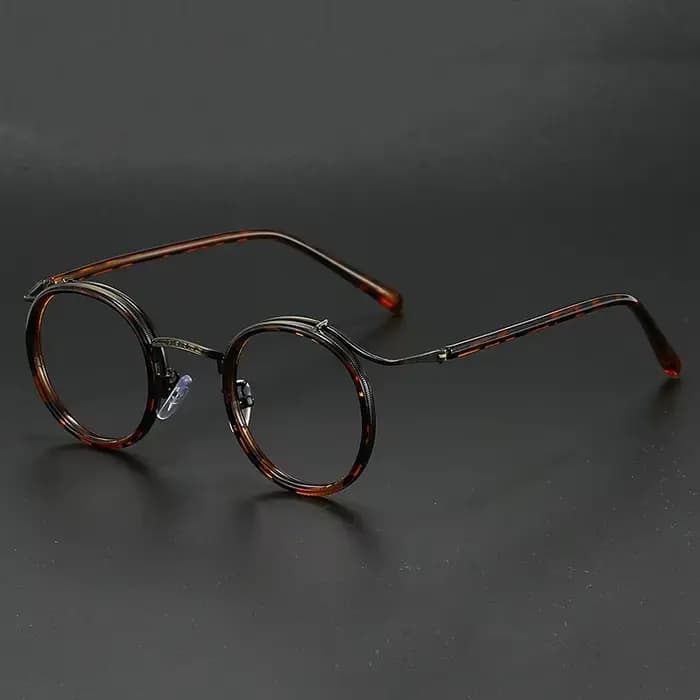 Monture de lunettes de luxe rétro de marque, monture ronde pour hommes et femmes, en alliage d'acier