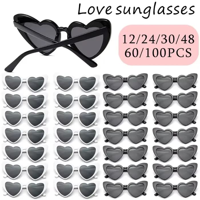 Lunettes de soleil en forme de cœur pour enterrement de vie de jeune fille, décor de mariage, récept