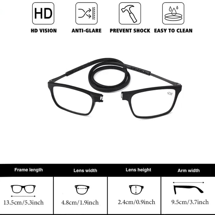 Lunettes de lecture pliantes portables, lunettes presbytes, lunettes de cou, résine haute définition