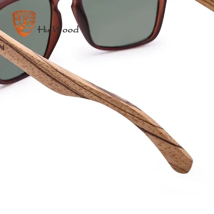 HU WOOD lunettes de soleil pour hommes bois de zèbre lunettes de soleil polarisées lentilles rectang