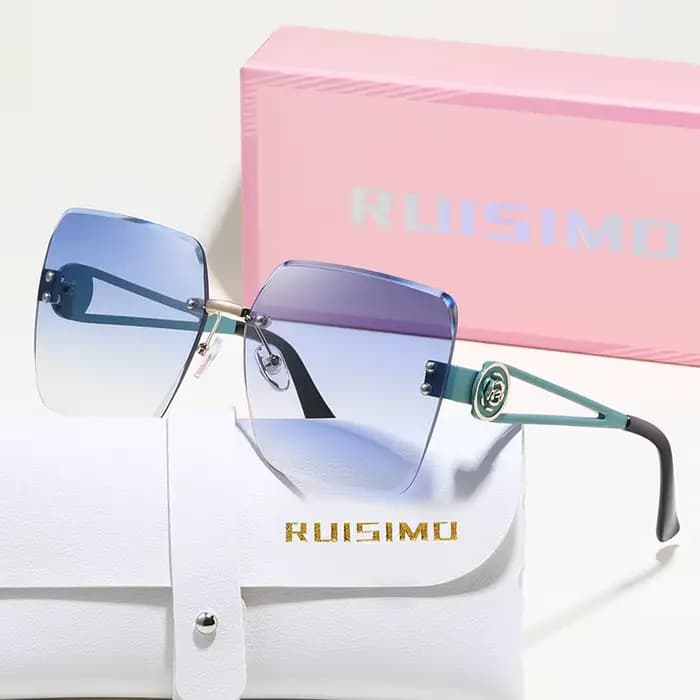 RUISIMO sans monture métal carré lunettes de soleil femmes hommes couleur claire marque exquise lune