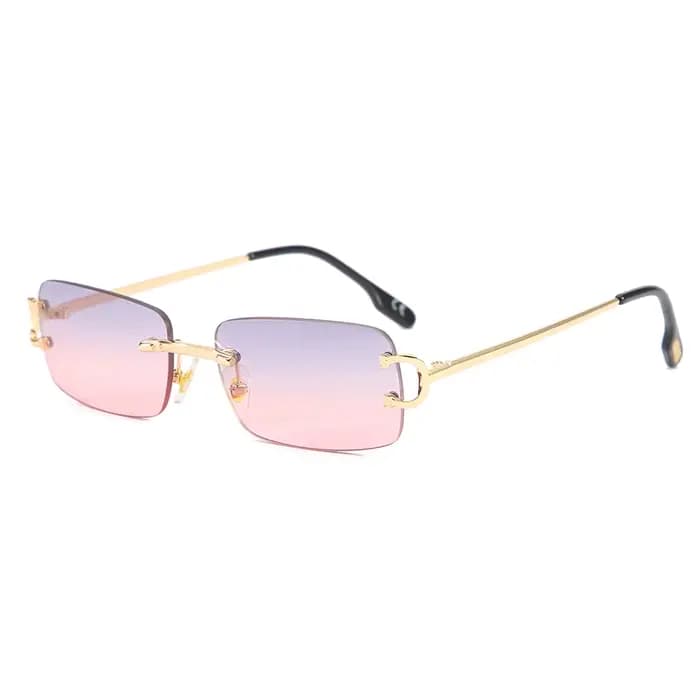 2024 Lunettes De soleil sans monture en métal Vintage cadre carré femmes lunettes De soleil marque D