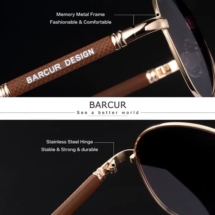 BARCUR Design titane alliage lunettes de soleil polarisées hommes lunettes de soleil femmes pilote d