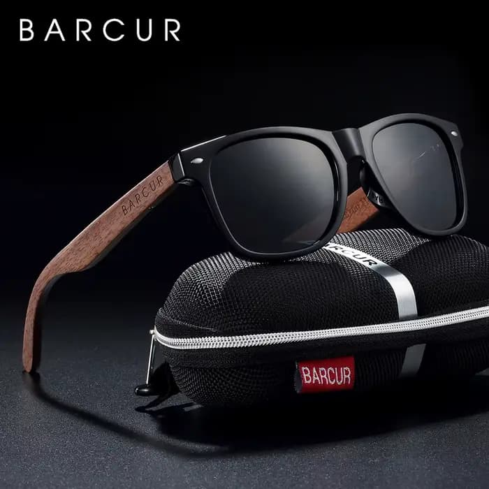 BARCUR haute qualité noir noyer lunettes de soleil Anti-reflet hommes femmes miroir lunettes de sole