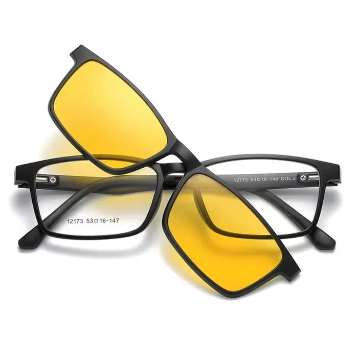 YIMARUILI Ultra-léger 1 + 5 aspiration magnétique polarisé pince lunettes TR90 rétro carré optique P