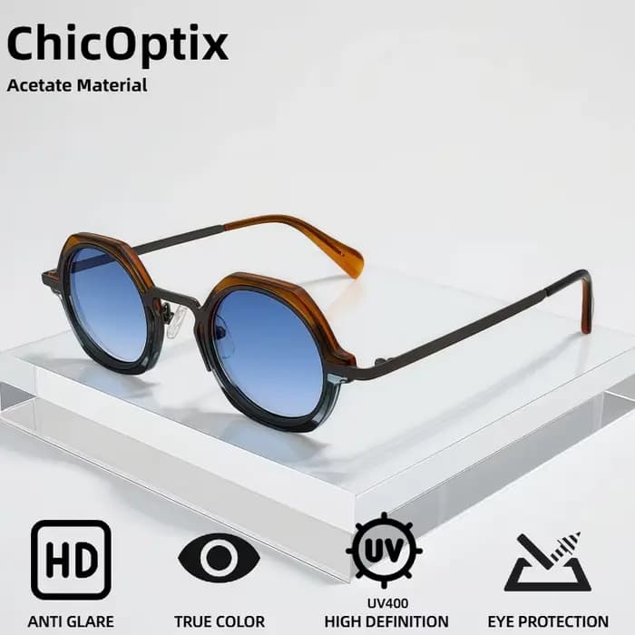 ChicOptix classique Punk rétro mode lunettes de soleil UV400 rond à la mode conduite haute qualité a