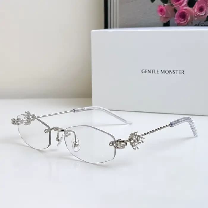 GENTLE MONSTER Glitz Lunettes de soleil tendance sans monture pour hommes, style urbain, marque clas