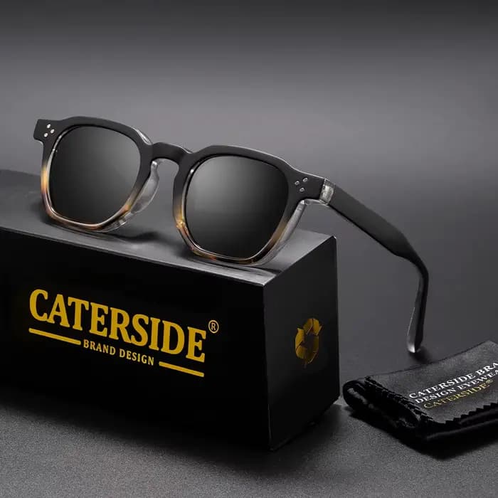 CATERSIDE Nouvelles Lunettes de Soleil Rétro Punk pour Hommes, Design Carré Personnalisé, Lunettes d