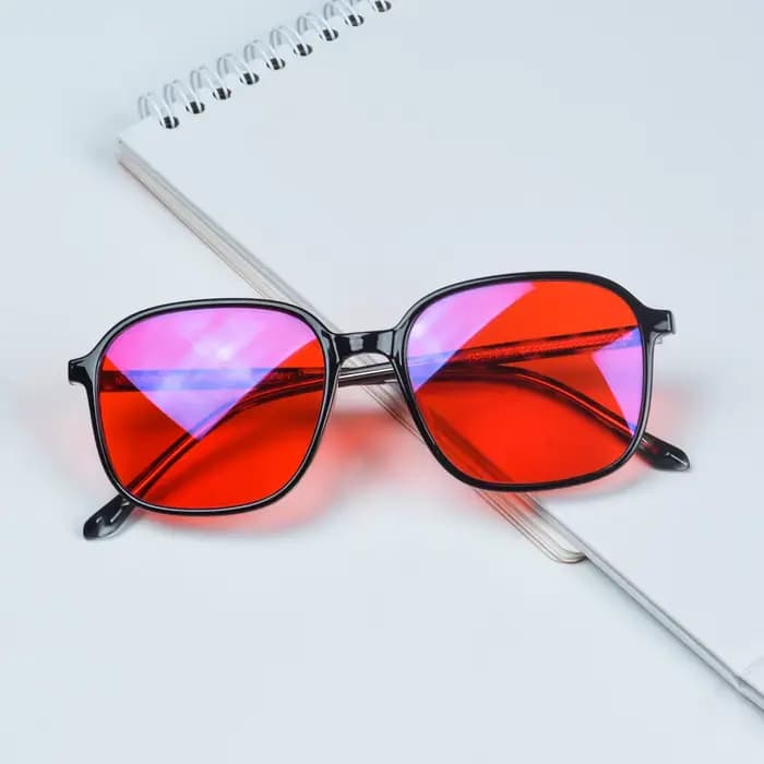 Lunettes de style y2k pour hommes et femmes, verres rouges de forme carrée pour un meilleur sommeil,