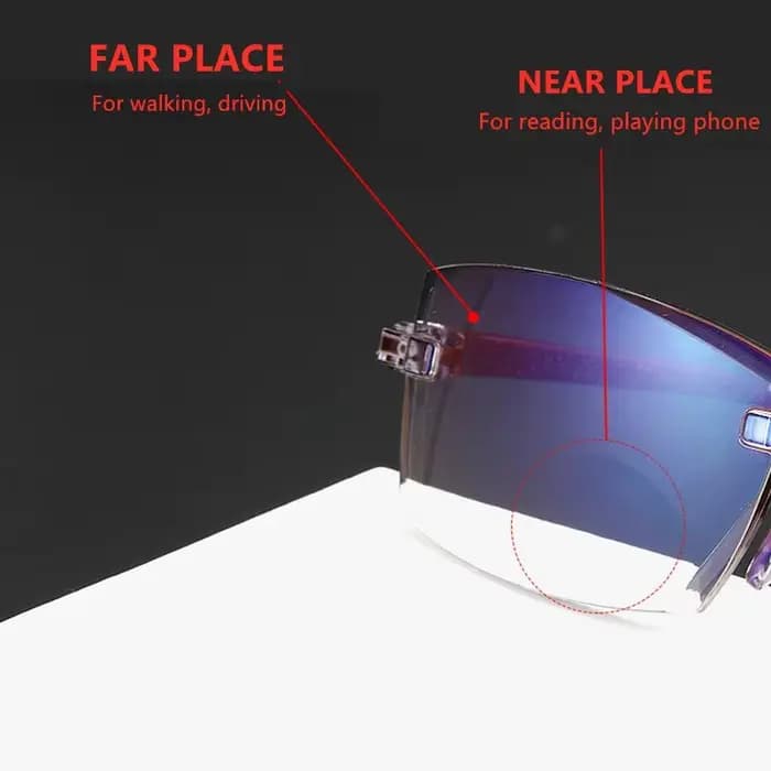 Lunettes de lecture sans monture pour hommes et femmes, anti-lumière bleue, bifocales, grossissement