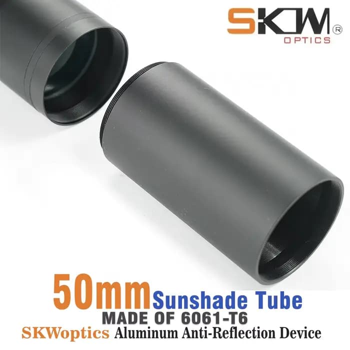 SKWoptics - Lunette optique antireflet M55X0.75, tube pare-soleil, 50 mm, aluminium