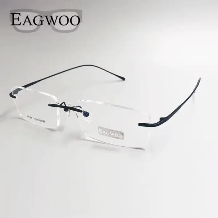 Lunettes en titane pur, monture optique sans bords, sans cadre, pour visage large, avec branches lon