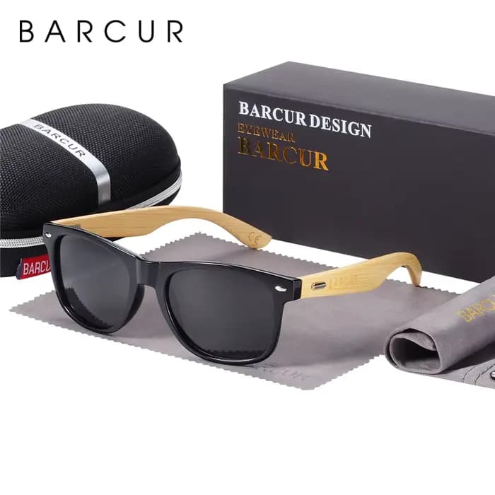 BARCUR lunettes polarisées hommes bambou bois lunettes de soleil femmes mode miroir lunettes de sole