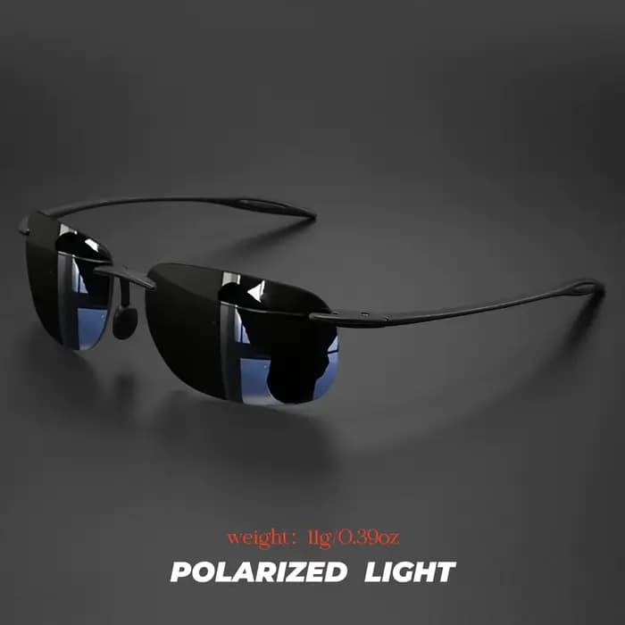 Lunettes de soleil polarisées sans cadre TR90 ultra légères 11 g – Coupe flexible et confortable, fo