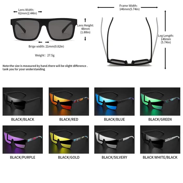 Lunettes de soleil carrées classiques à la mode, 2 pièces, branches à motifs, UV400 unisexe pour le 