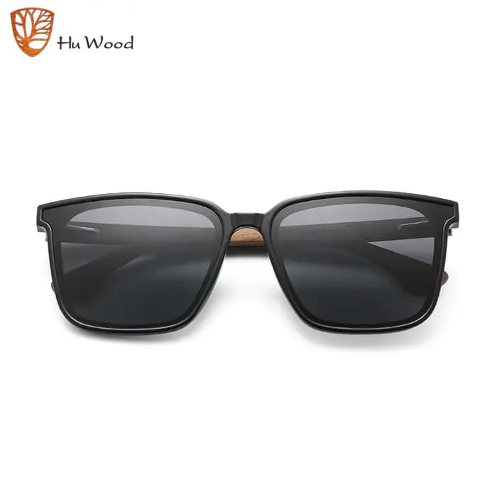Hu bois carré hommes femmes lunettes de soleil polarisées lunettes de soleil lentilles bleues jambes