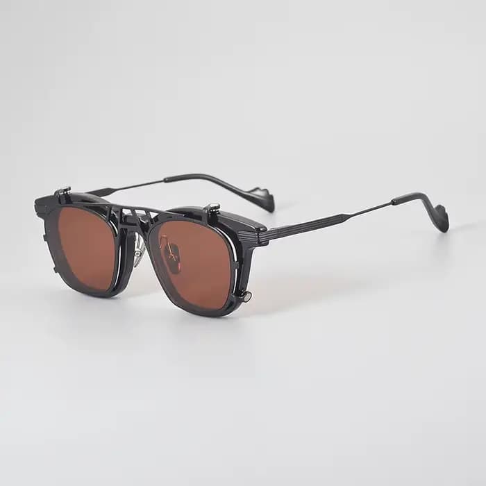Lunettes de soleil magnétiques carrées rétro faites à la main SYB, monture en titane pur et acétate,