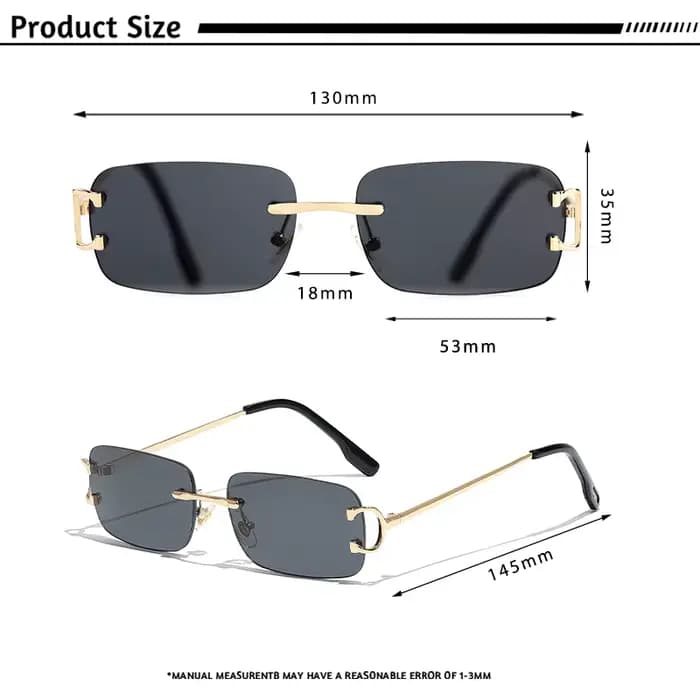 HBK rétro lunettes de soleil sans monture pour femmes hommes petit carré cadre doré marque Design th
