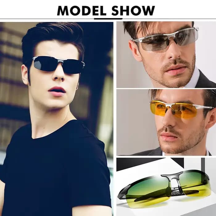 Lunettes de soleil polarisées de luxe en aluminium 2026 pour homme, vision jour et nuit, anti-ébloui