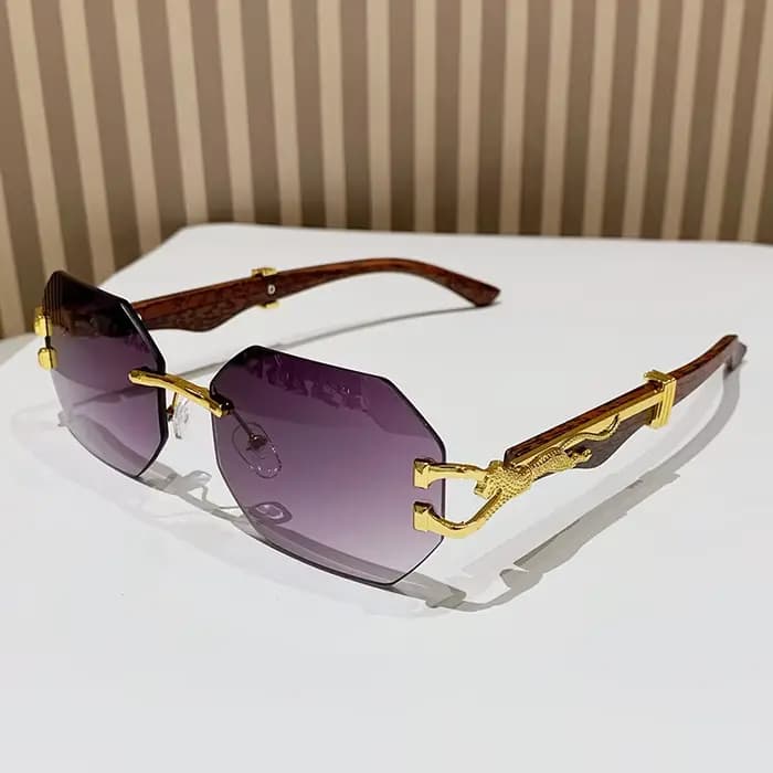 Lunettes de soleil hexagonales sans bords pour hommes et femmes, verres dégradés carrés, marque de l