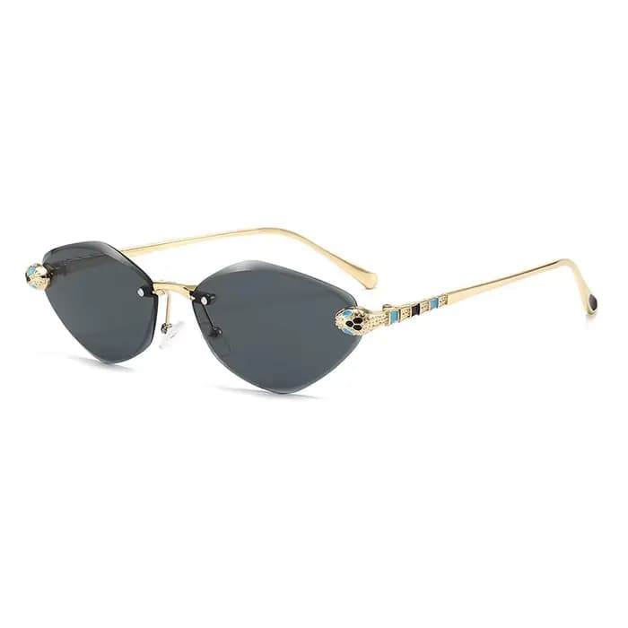 Lunettes de soleil vintage sans monture à tête de serpent pour femme, style rétro irrégulier, protec