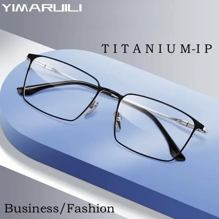 YIMARUILI Ultra-léger affaires Simple luxe lunettes myopes rétro carré pur titane optique lunettes d