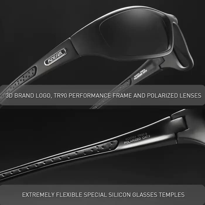 KDEAM-Lunettes de soleil polarisées avec étui à fermeture éclair pour homme, matériau TR90, logo de 