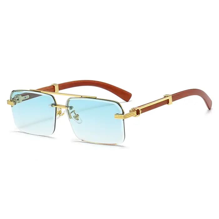 Grain de bois carré sans monture lunettes de soleil femmes rétro hommes lunettes de soleil marque lu