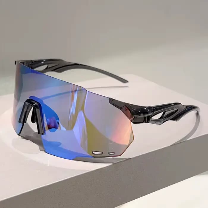 KAMMPT – lunettes surdimensionnées sans bords pour hommes, miroir rond enveloppé, lunettes de soleil
