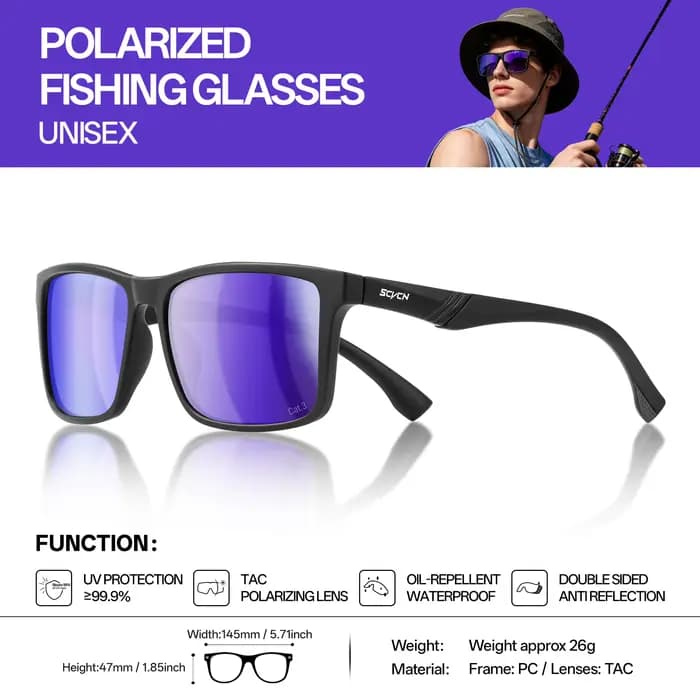 Lunettes de soleil polarisées SCVCN pour la pêche, les sports de plein air, le cyclisme, le vélo de 