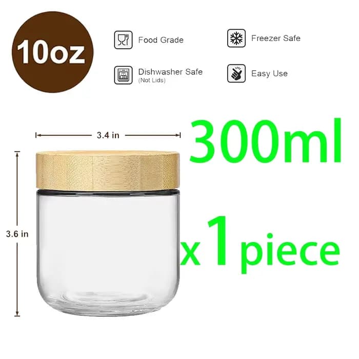 Bocaux en verre de 16 oz avec couvercles hermétiques en bambou, récipients pour overnight oats, boca