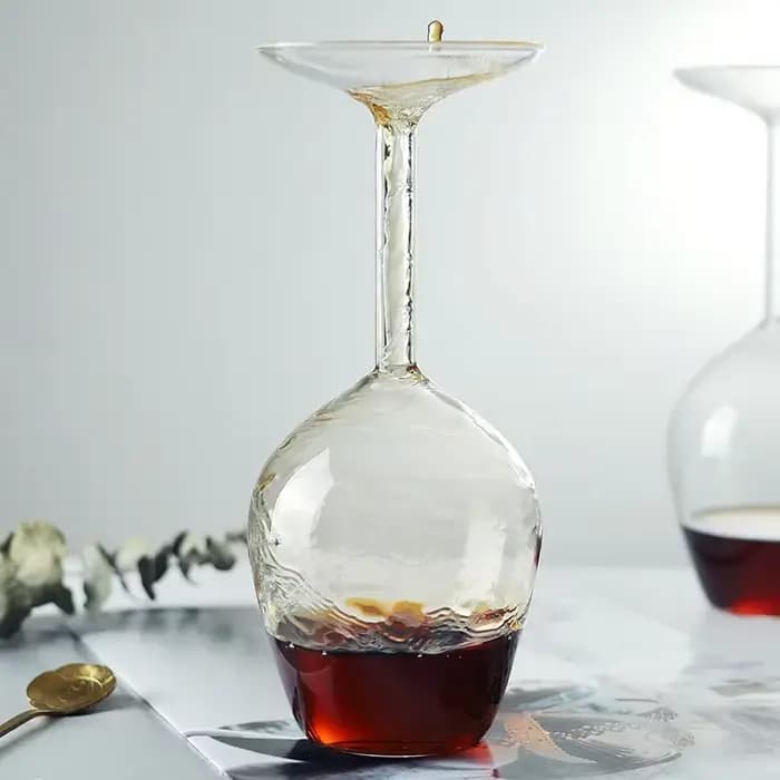 Verre à vin inversé 400 ml, sans plomb, à long pied, pour vin rouge, verres à champagne vintage, ver