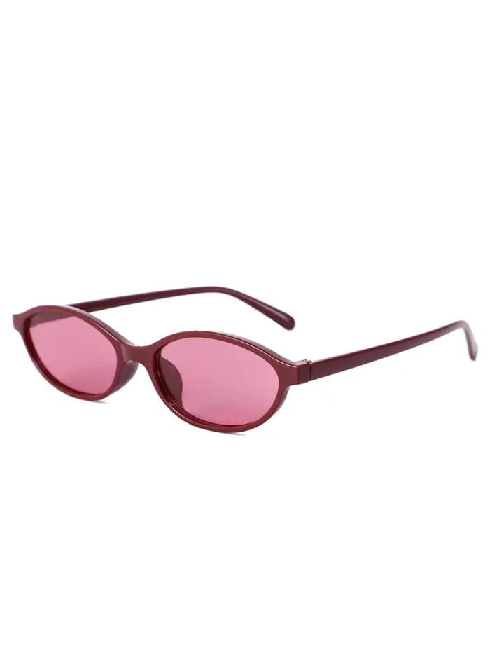 1Pc Lunettes de soleil pour femme, monture ovale petite bordeaux, marque tendance, protection UV400,