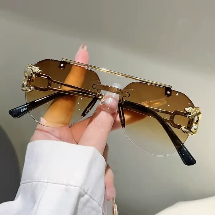 KAMMPT lunettes de soleil pilote sans monture hommes mode Vintage dégradé nuances décontractées femm