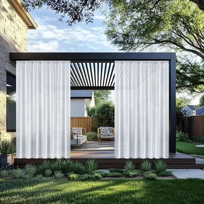 Rideau extérieur imperméable moderne 1 pièce, écran de fenêtre solide, rideaux transparents pour vit