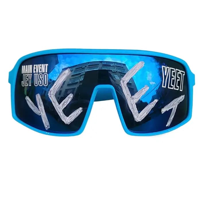 Lunettes de soleil sportives Blue YEET Jey Uso Yeet MAIN EVENT, verres bleus, Bloodline USOS, couleu