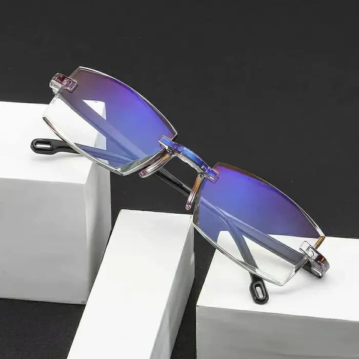 Lunettes de lecture à rayons bleus pour femmes et hommes, coupe diamant, sans monture, Anti-lunetter