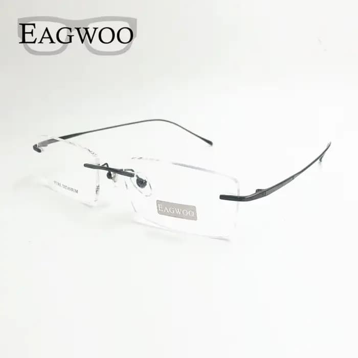 Lunettes en titane pur, monture optique sans bords, sans cadre, pour visage large, avec branches lon
