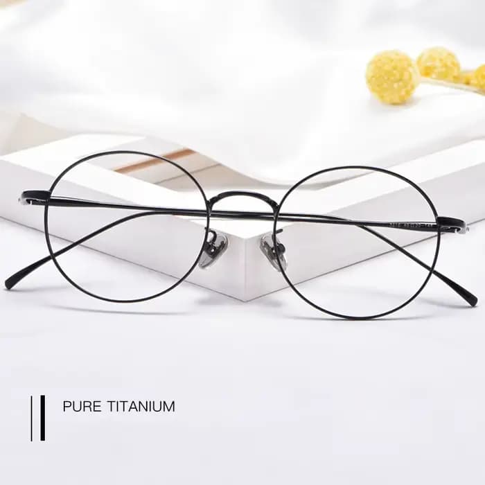Lunettes rondes rétro en titane pur, monture complète pour myopie, pour hommes et femmes, montures d