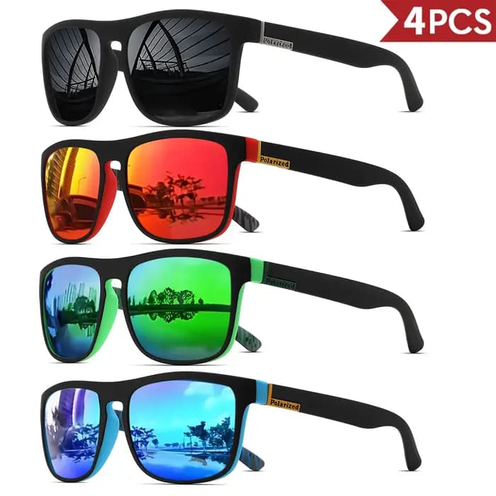 Lunettes de soleil de sport polarisées carrées classiques, monture PC légère UV400 pour la conduite,