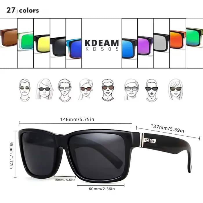 KDEAM Revamp de Sport hommes lunettes de soleil polarisées couleurs choquantes lunettes de soleil co