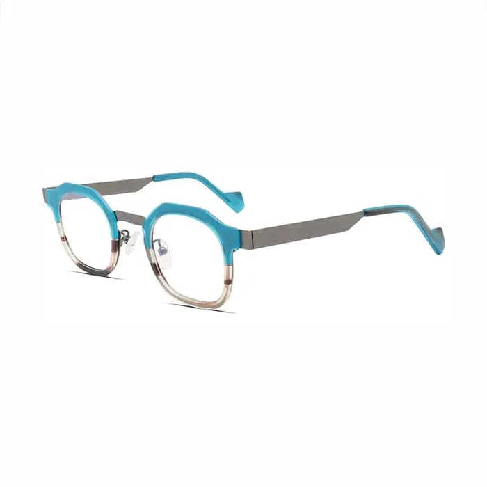 Lunettes d'art à la mode en acétate avec cadre rond en métal, monture de conception tendance rétro, 