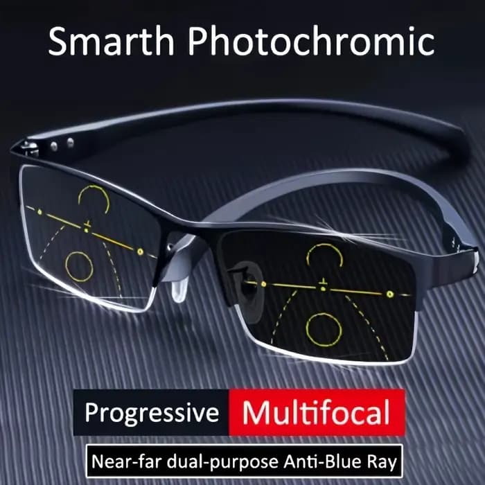 Lunettes de lecture photochromiques progressives pour hommes, Transition en titane, hypermétropie, p
