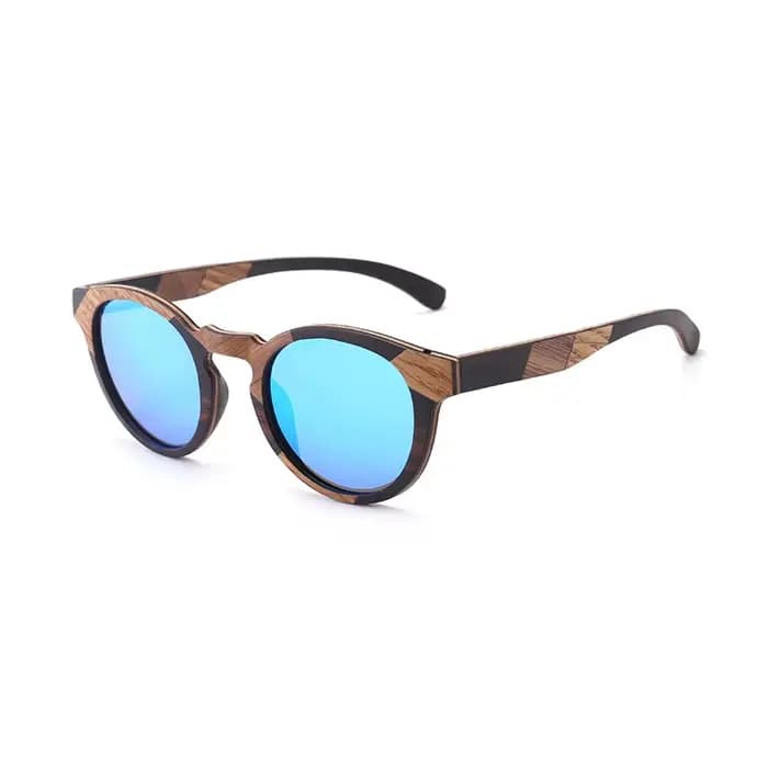Lunettes de soleil Vintage rondes en bois pour femmes et hommes, polarisées fabriquées à la main, mo