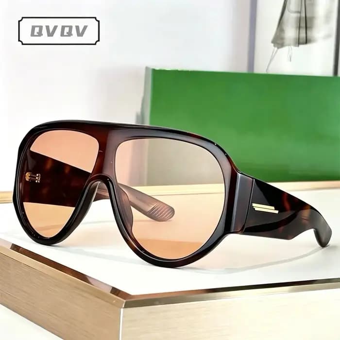 Lunettes de soleil de pilote de marque de luxe pour femme, surdimensionnées, monobloc, vintage, tend